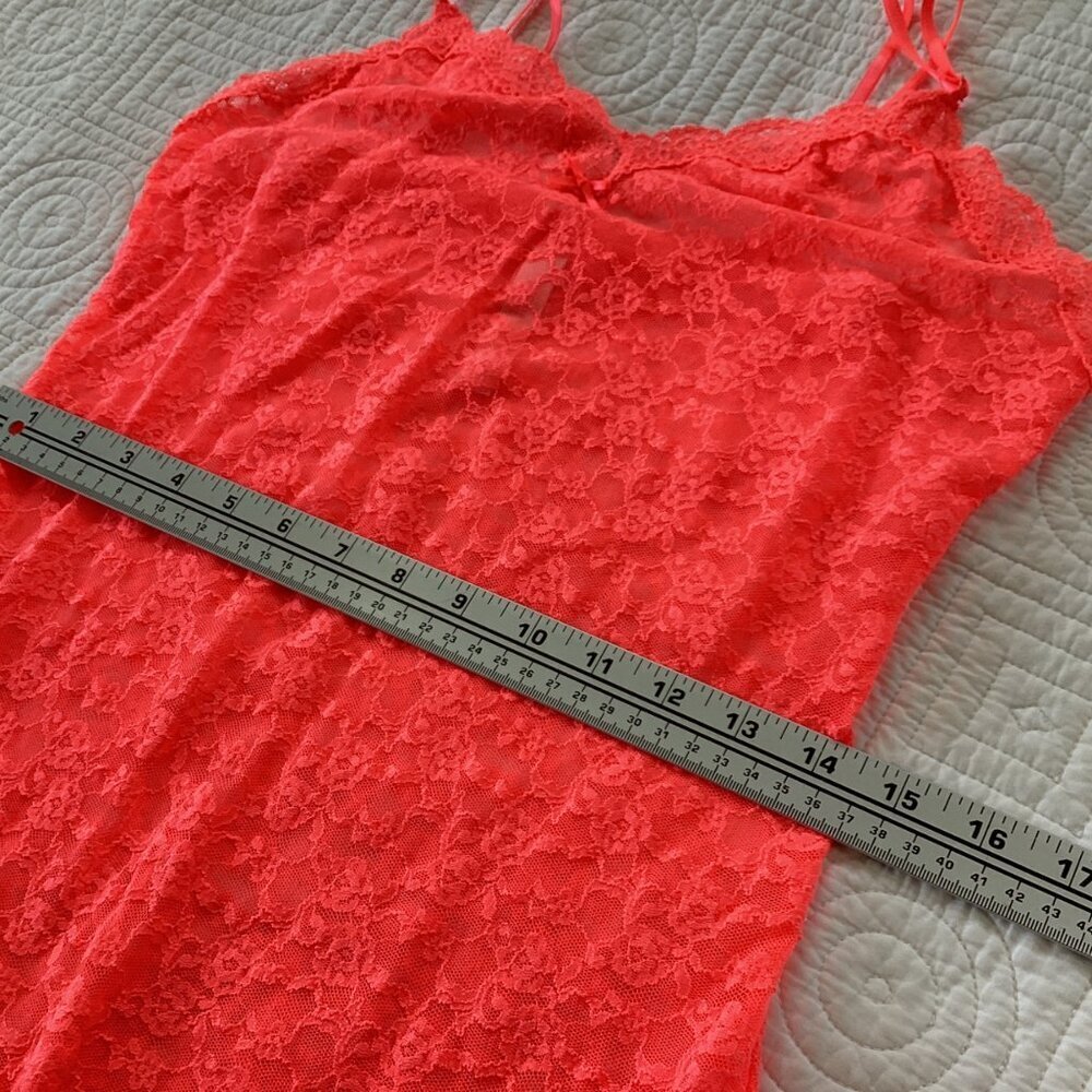Victoria secret  Neon pink vintage dress slip dress lace collection size L - Picture 6 of 11